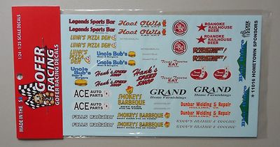 HOMETOWN SPONSORS 1:25 1:24 GOFER RACING DECALS CAR MODEL ACCESSORY 11016