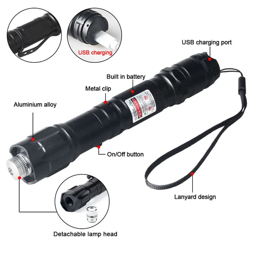 5000Miles Rechargeable Blue Laser Pointer Pen 532nm Star Beam Light 1mw US - Picture 4 of 7