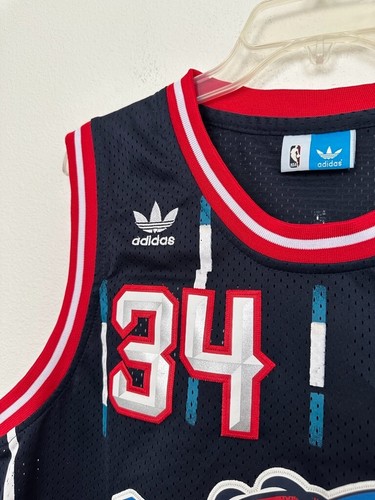 NBA Houston Rockets Olajuwon 34 Jersey Navy Hardwood Classics Adidas M +2 Stitch - Picture 2 of 8