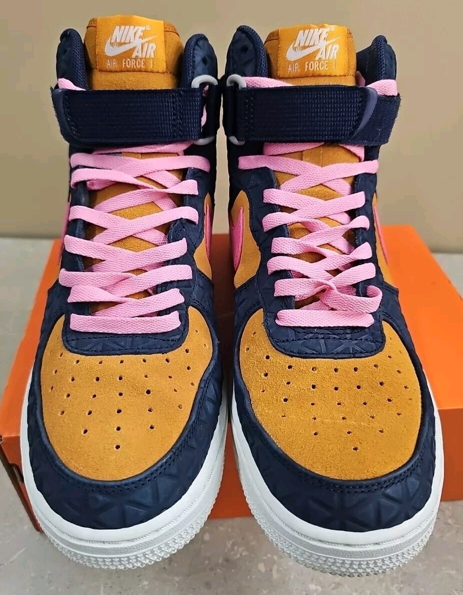 NIKE AIR FORCE HIGH Premium Wom 10 Suede Obsidian Pink Sunset