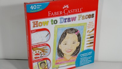 Faber-Castell How to Draw Faces Kit 40 Piece Set Ages 6+ NEW