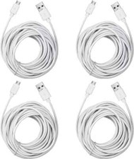 Smays 4-Pack 25ft Security Camera Micro USB Extension Cable Compatible White