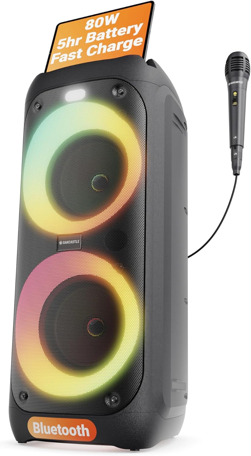 Portable 80W Bluetooth Party Speaker with 5H Rechargeable Battery | Bass Boost