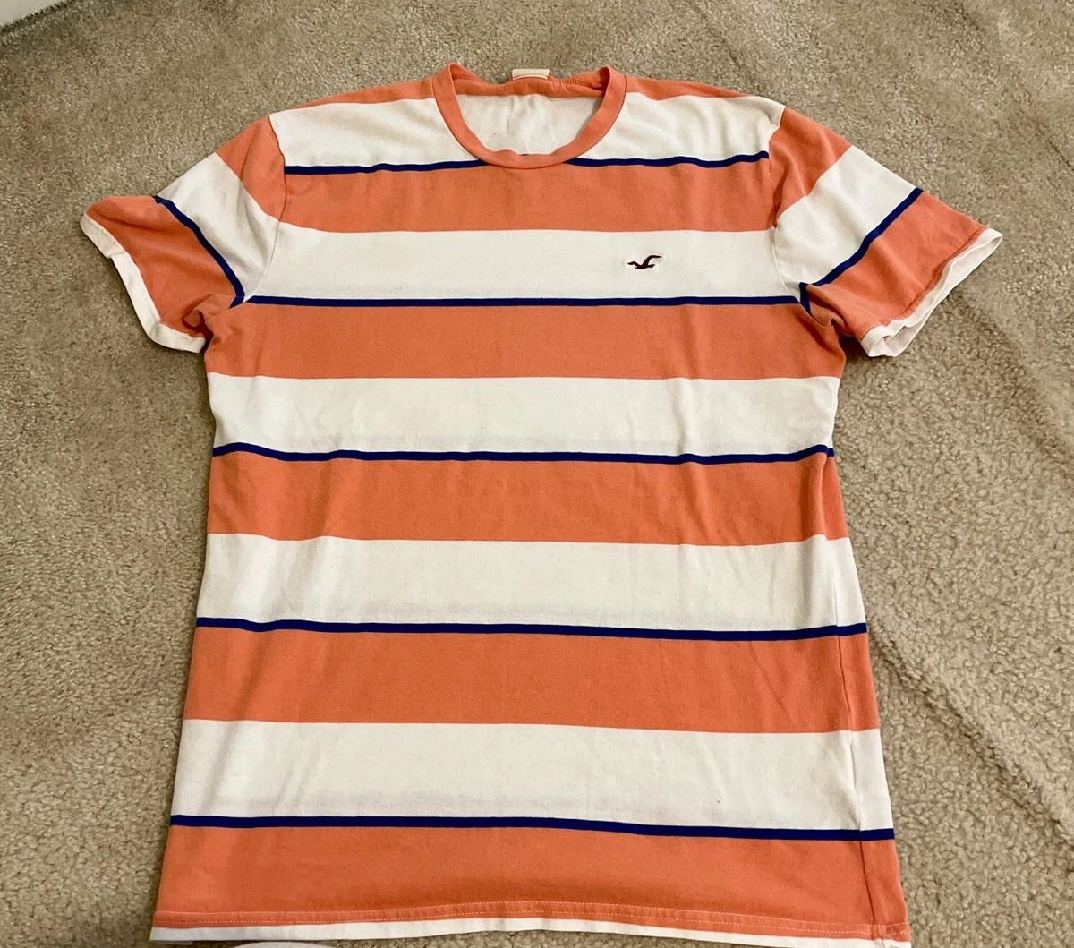 Hollister T-Shirt - Men’s Size L - Orange, White & Navy Blue