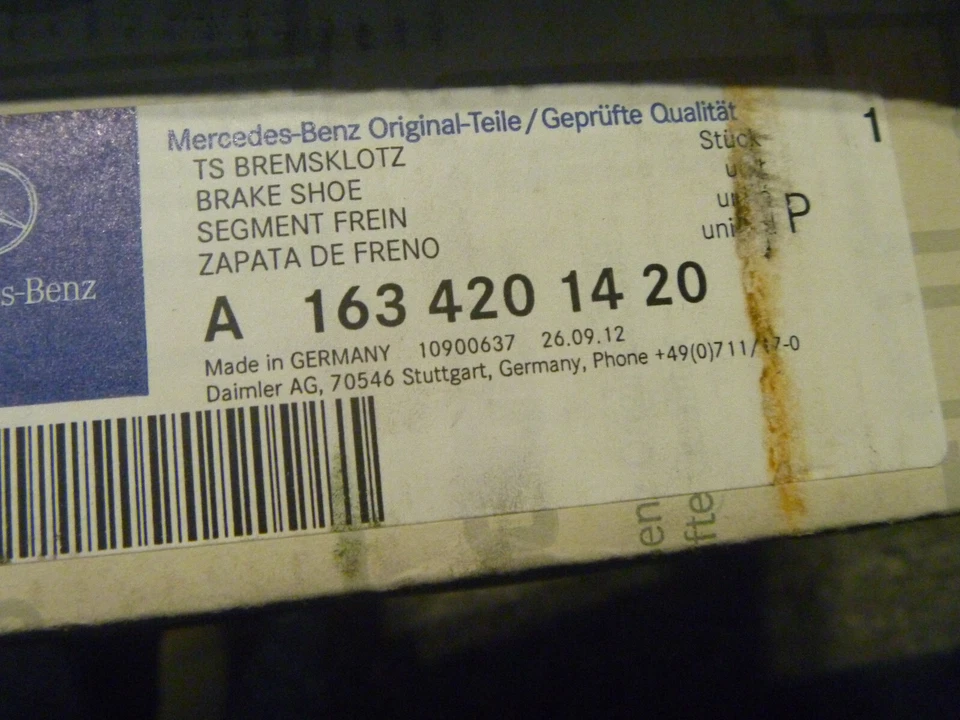 Juego de pastillas de freno de disco trasero Mercedes-Benz ML430 ML320 1999-2004 1634201420 OEM nuevo Foto 2 de 2