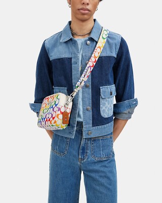 COACH STRAP RAINBOW SIGNATURE CANVAS:NWT CHALK/RAINBOW PRIDE CJ952