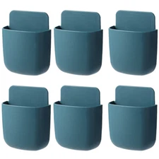6PC Wall Mounted Smart TV Remote Control Holder Home Offices Organiser Case Blue