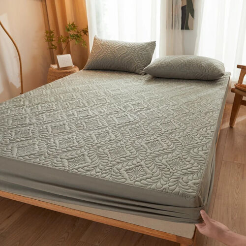 Quilted Mattress Cover Embossed Protector Anti-mite Fitted Sheet No Pillowcase - Picture 27 of 28