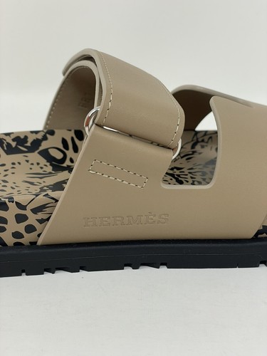 Heremes Chypre Smooth Calfskin Leopard Techno Sandal 38 NIB - Picture 12 of 17