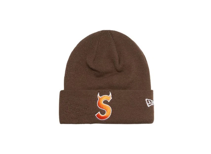 Bonnet marron Supreme New Era S logo (22FW)