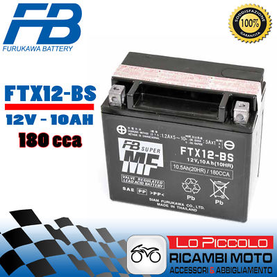 Batterie Lithium YTX12-BS - Pour Aprilia RSV 1000, Tuono, Mille, Scarabeo 125/300/400 IE - Neuf