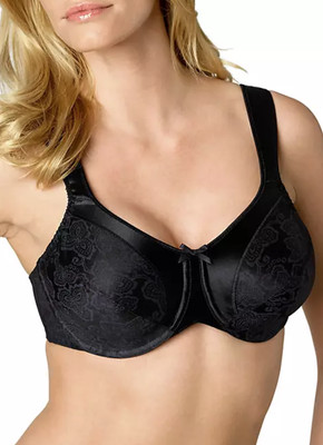 Bali A6721 Women's Black Satin Tracings Minimizer Bra Size 34D