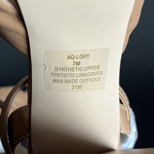 AQUA Womens Size 7M Lory Brown Platform High Heel Sandals Faux Leather