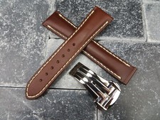 19mm Calf Leather Strap Brown Watch Band Deployment Buckle Set for OMEGA WH PO x