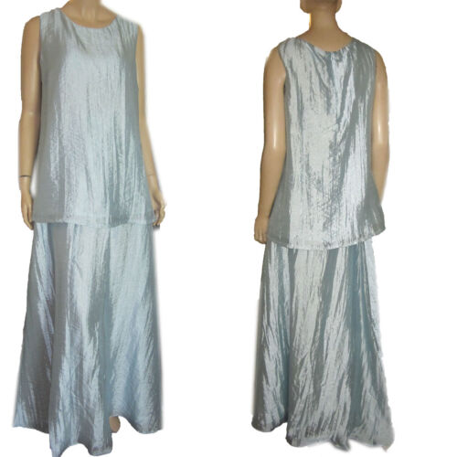 New MATERNITY FORMAL 2-PC DRESS by RAN DESIGNS Ice Blue Crinkle Silky M - Picture 1 of 3