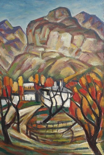 Prof. Stoyan Domuschiev (1935-2021) Oil painting country landscape signed - Picture 3 of 11