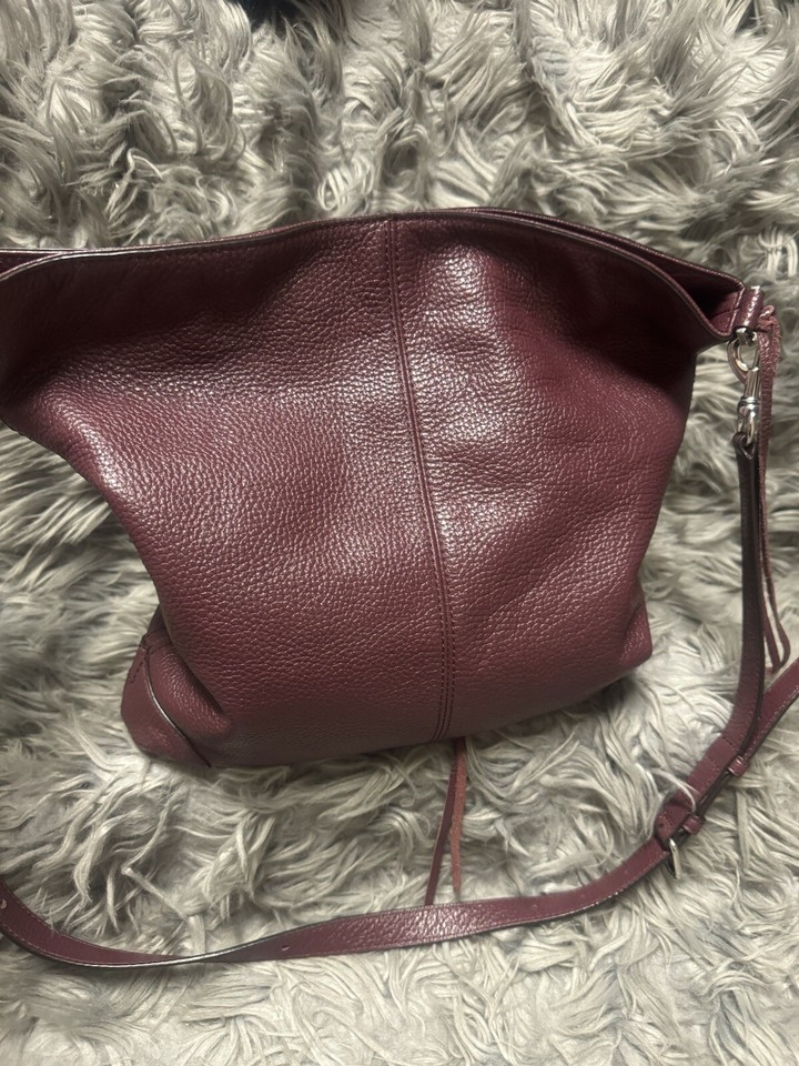 Rebecca Minkoff Slim Regan Pebbled Leather Hobo Crossbody Bag Burgundy