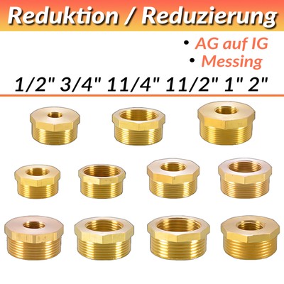 Reduktion Reduzierung Messing Reduzierstück Reduziernippel AG auf IG Fitting