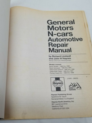 Haynes Repair Manual 38025 GM General Motors Skylark Somerset Achieva Grand Am - Picture 5 of 12