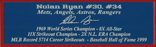 Nolan Ryan Autograph Nameplate Angels Astros Rangers Photo Jersey Baseball