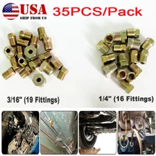  Brake Line Fittings Assortment For 3/16" and 1/4" Tube Fitting Kit Nuts 35 PCS