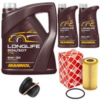 MotoröL Set Mannol 5W30 7 Liter + ÖLfilter + Schraube FüR Audi Q7 3.0 Quattro