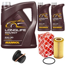 Motoröl Set MANNOL 5W30 7 Liter + Ölfilter + Schraube für Audi Q7 3.0 quattro