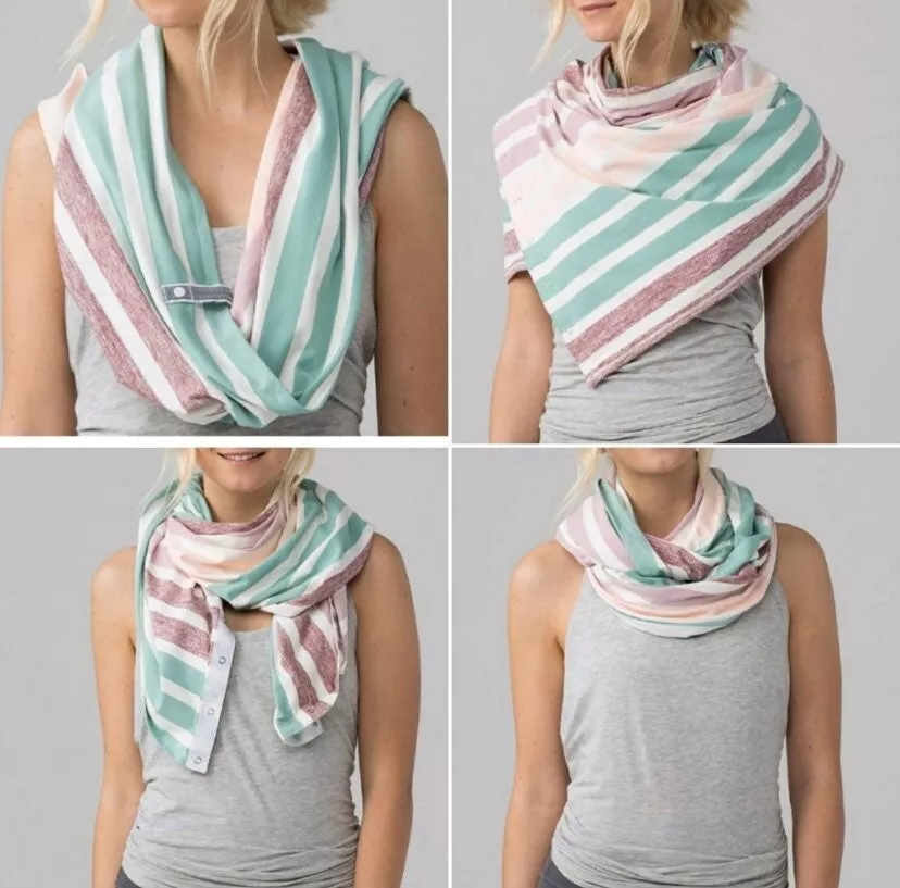 Lululemon Vinyasa Scarf Rulu Snap Striped Pastel Pink Teal Mint