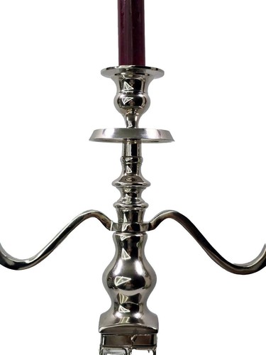 3 Arm Silver Finish Candelabra Wedding Centerpieces Candle Holder Crystal Beaded - Picture 5 of 15