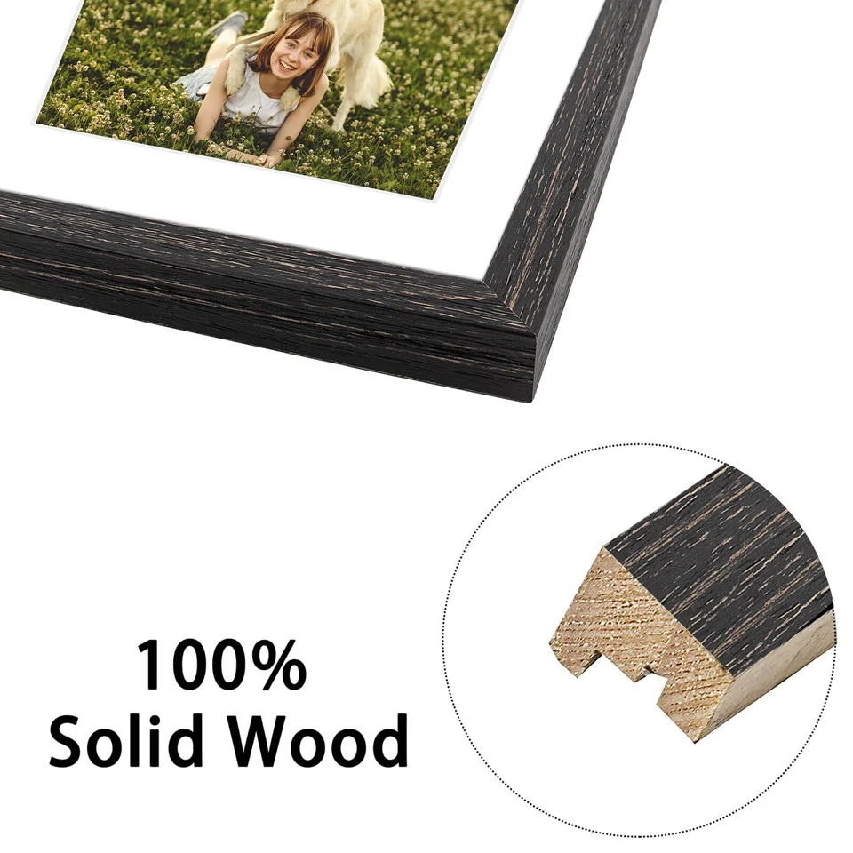 8x10 Black Collage Frame for 2 4x6 Photos Distressed Wood Tempered Glass 2 Pack - Image 3 of 4