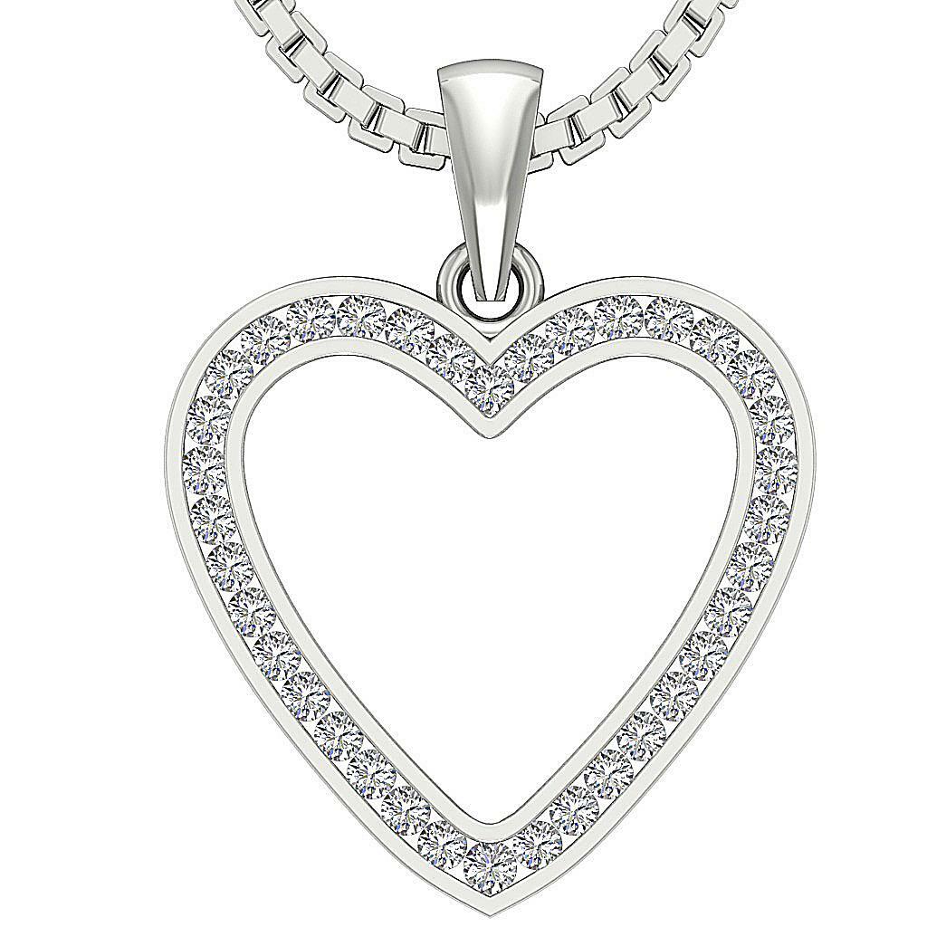 アクセサリー HEART NECKLACE Heart Pendant Necklace Natural Diamond SI1 G 0.45 Carat 14K