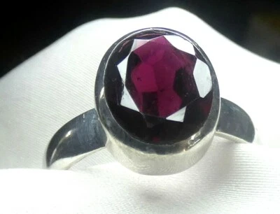 Granat Ring 925 Silber 19,4 (61) großer, facettierter Edelstein, mod. UNIKAT NEU - Bild 1 von 4