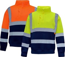 Hi Vis Sweatshirt 1/4 Zip Two Tone High Visibility Pullover Jumper with Pocket