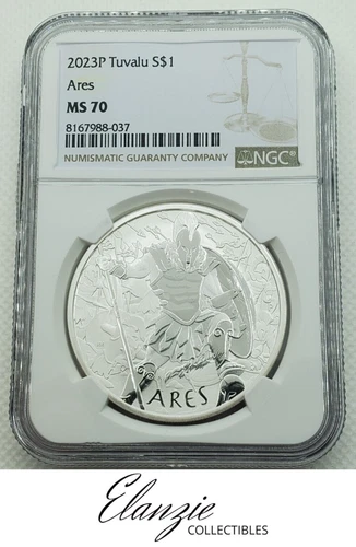 2023P Tuvalu Silver $1 Gods of Olympus Ares NGC MS70