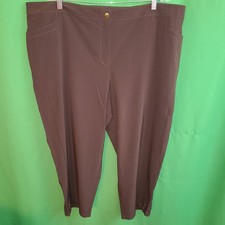 2748 NWOT CHICO'S ZENERGY 4 brown poly crop straight leg pant elastic waist 4