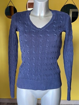 TOMMY HILFIGER Twisted Baumwollpullover V-Ausschnitt Gr. XS TP/XP guter Zustand