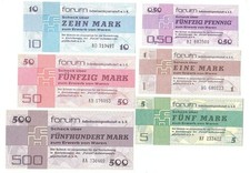 Germany DR / Forum - set 6 banknotes 0,50 P 1 5 10 50 500 Mark 1979 UNC