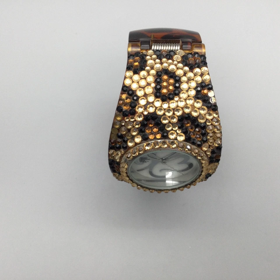 Reloj Brazalete Jimmy Crystal New York Leopardo Mujer 46mm Puño Batería Nueva 6.75" Foto 3 de 4