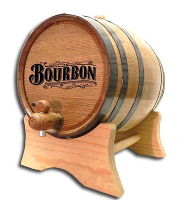 1 Gallon American Oak Bourbon Aging Barrel (5 Liter) with Wood Stand, Bung an...