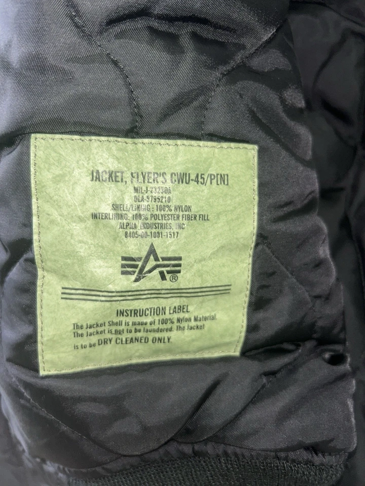 Alpha Industries CWU 45/P NYLON Voladores de Vuelo Aviador Bombardero Chaqueta X-LARGE Foto 3 de 4