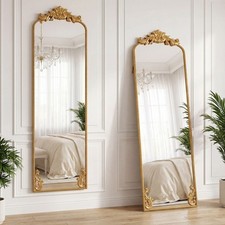 Full Length Mirror, 50 x 160 cm Floor Mirror with Metal Frame, Gold Tone