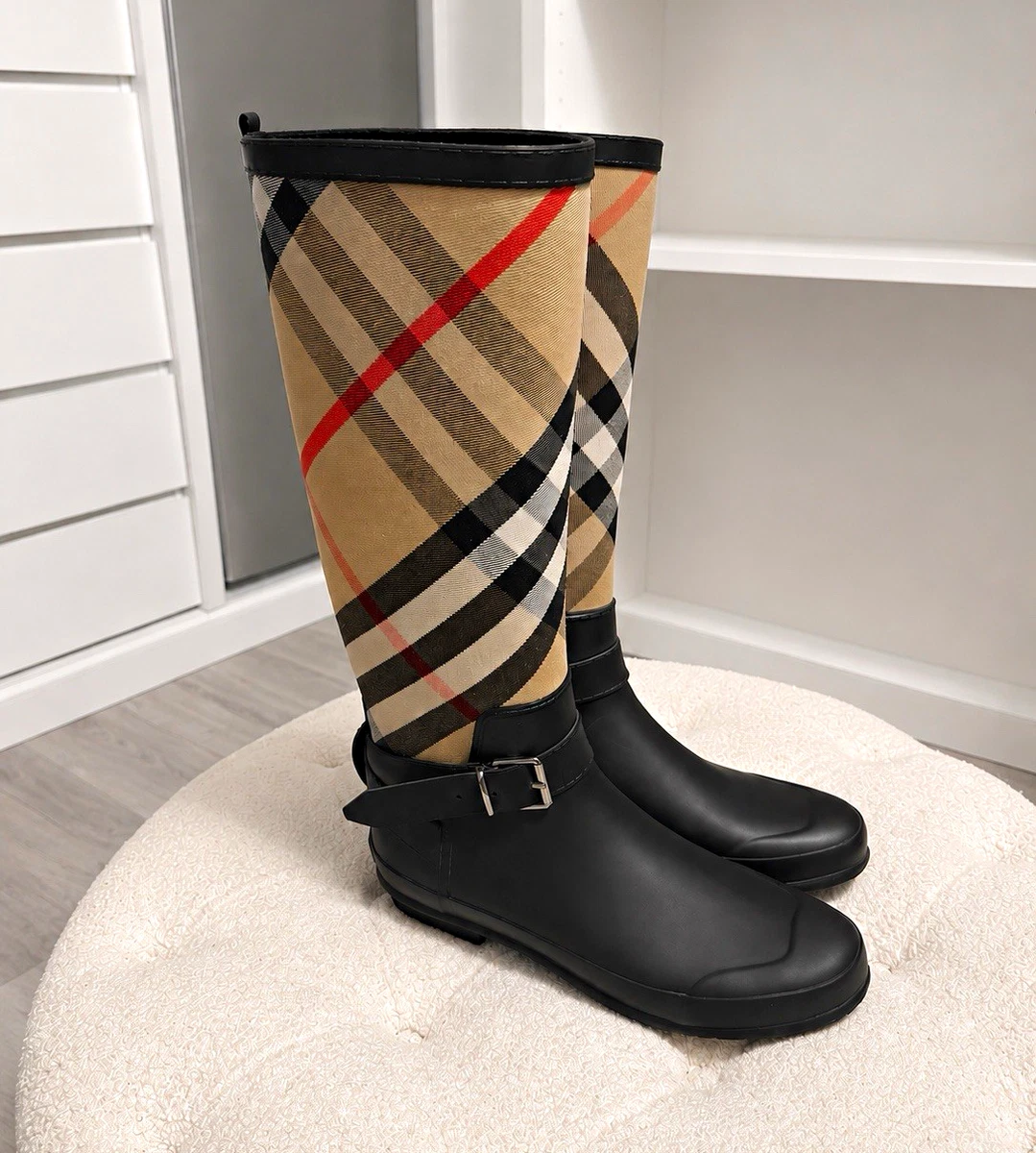 Burberry ブラック ベージュ 長靴　ブーツ Burberry Black Rubber Boots for Women for sale | eBay