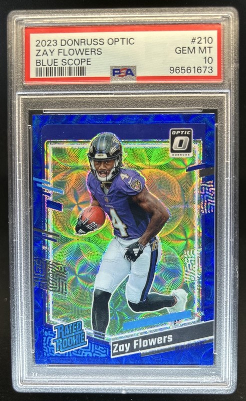 2023 Donruss Optic Zay Flowers Blue Scope Prizm RC Rated Rookie #210 PSA 10