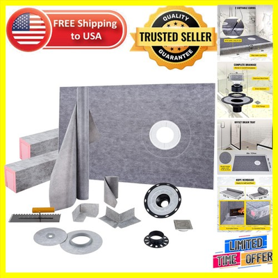 #ad #ad Effortless Installation 38quot; x 60quot; Watertight Shower Kit with PVC Grate amp; Trowel $320.99