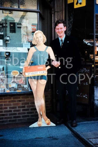 35mm Slide - Man Posing With Cutout Of Woman Advertising Funny 50s 60s (D)