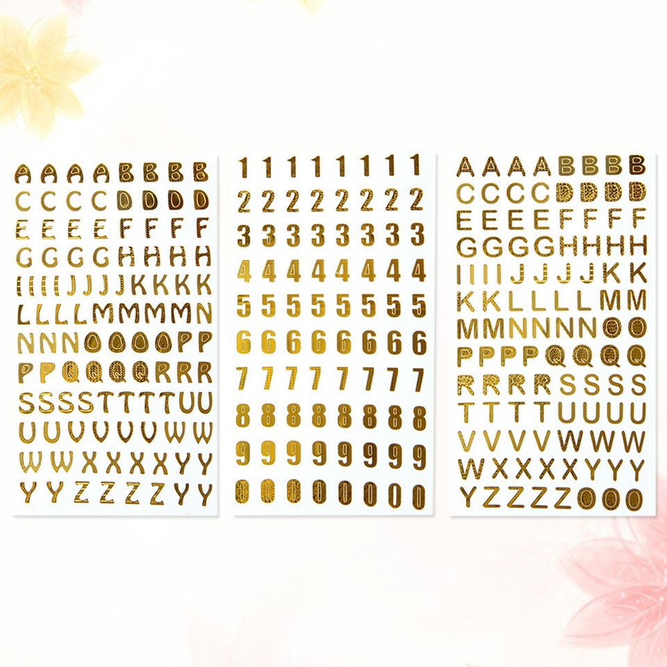 3 Sheets Alphanumeric Stickers Adhesive Alphabet Letter Self Mini ...