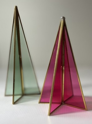 Green & Pink 4 Sided Glass Trees Tabletop Holiday Lane Sugar Plum 8 /7  SALE!