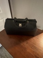 Vintage Schell Cowhide Leather Black Genuine Doctors Bag Purse Satchel