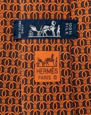 Hermes Tie 5586 MA. Silk 100 . Authentic . Excellent Condition. Orange.