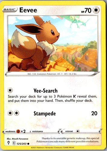 Eevee 125/203 Common Evolving Skies Lightly Played Pokemon Card Fan Favorite